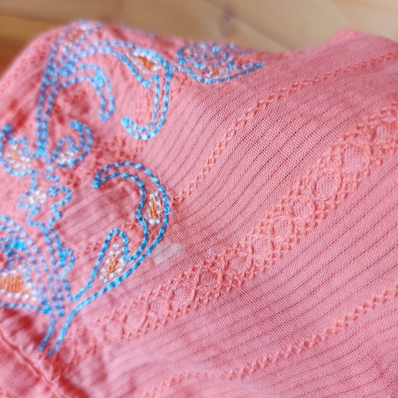 Wrangler Pearl Snap Western Long sleeve Shirt Embroidered Salmon XS - Picture 12 of 12